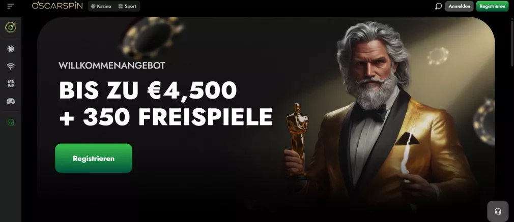 Oscarspin Casino – Bis zu 4.500 € + 350 Freispiele Willkommensbonus